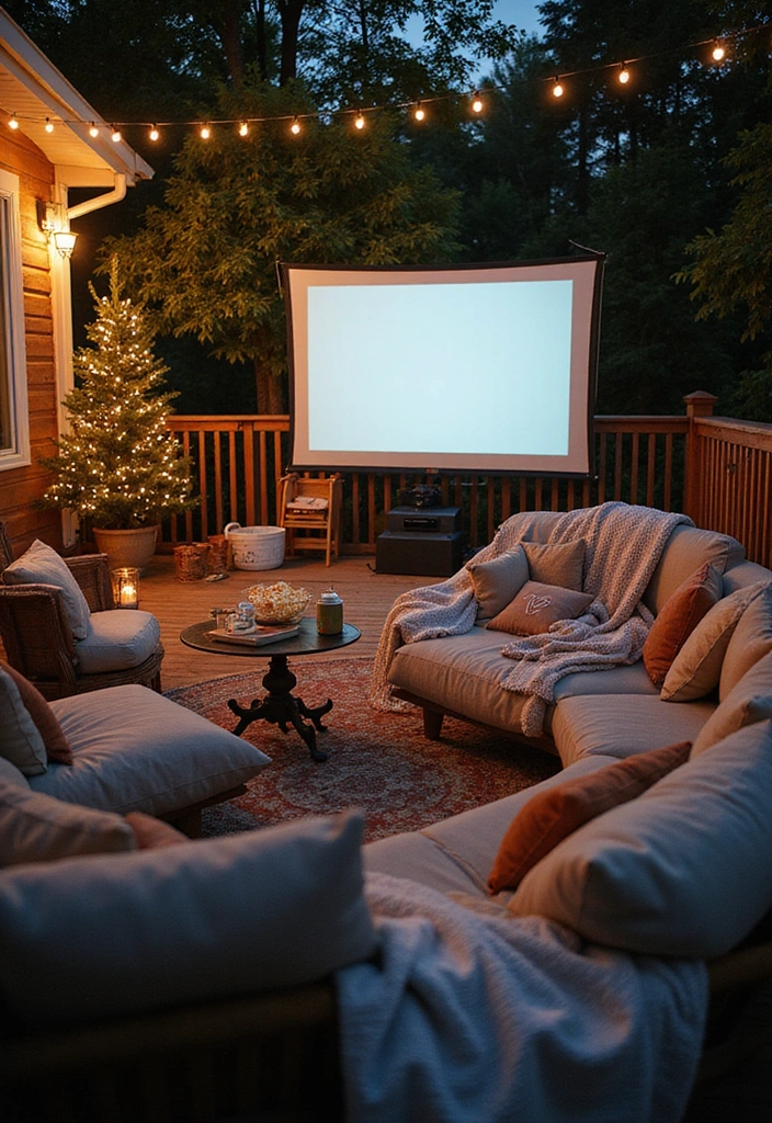 21 Beautiful Decks Ideas for Outdoor Living - 11. Outdoor Movie Night Setup