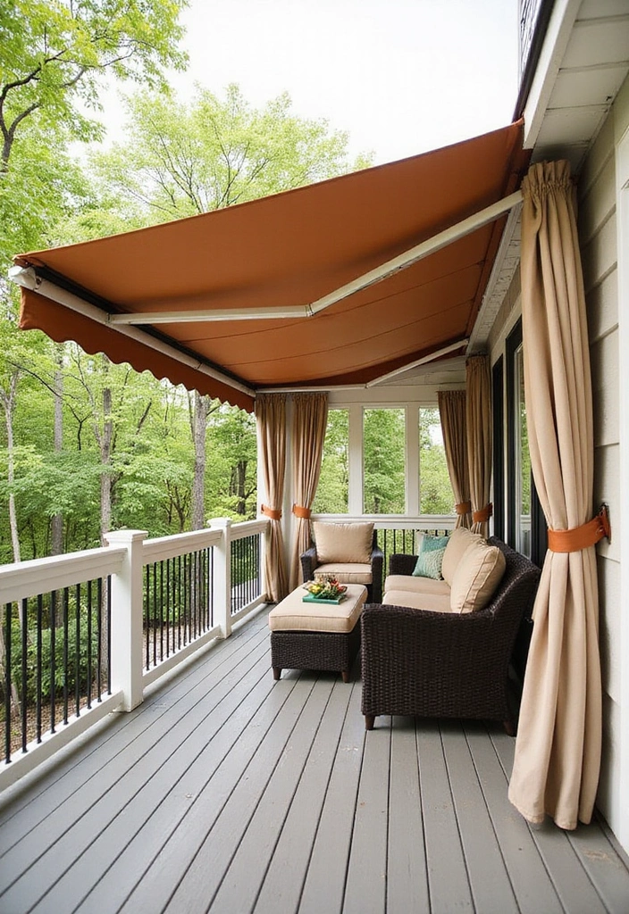 21 Beautiful Decks Ideas for Outdoor Living - 13. Deck with Retractable Awnings