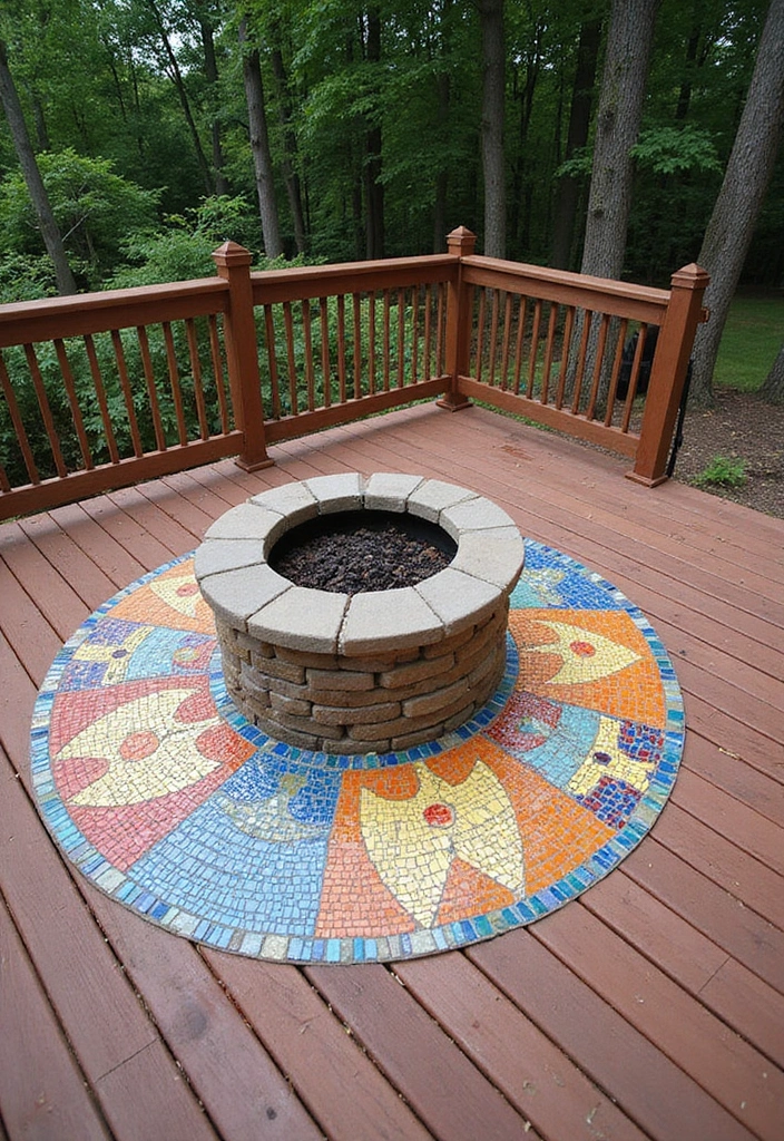21 Beautiful Decks Ideas for Outdoor Living - 15. Artistic Deck with Mosaics