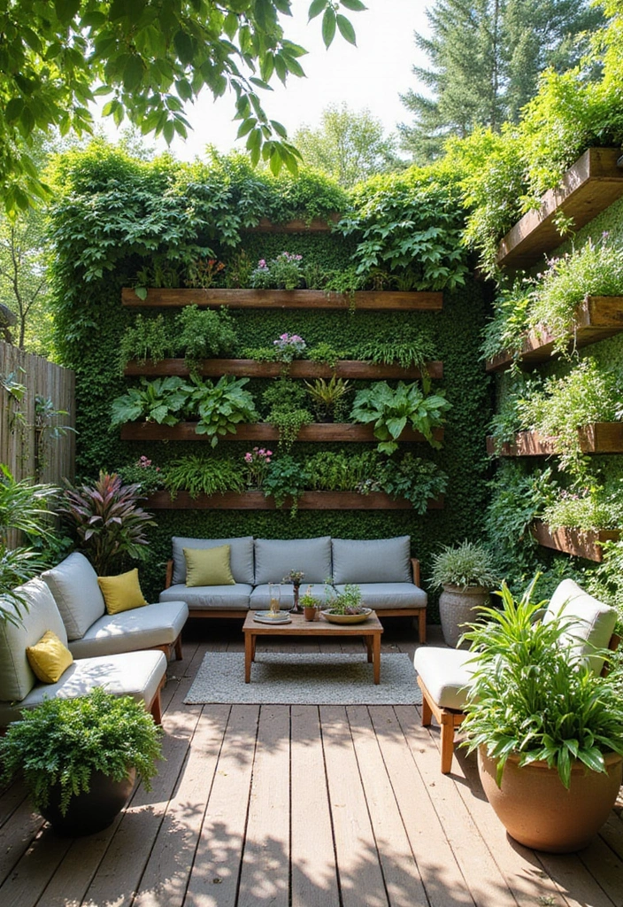 21 Beautiful Decks Ideas for Outdoor Living - 8. Green Oasis with Vertical Gardens