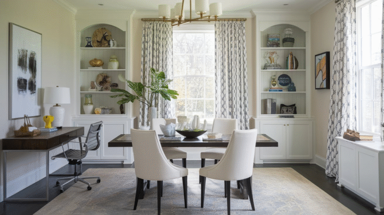 22 Chic Home Office in Dining Room Designs Ideas for Small Spaces