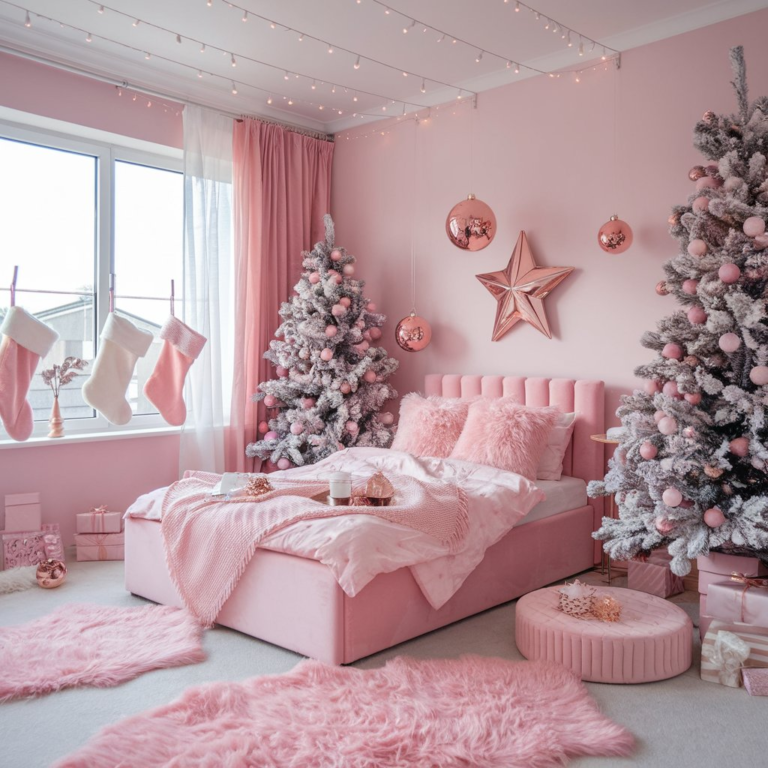 20 Pink Christmas Bedroom Ideas