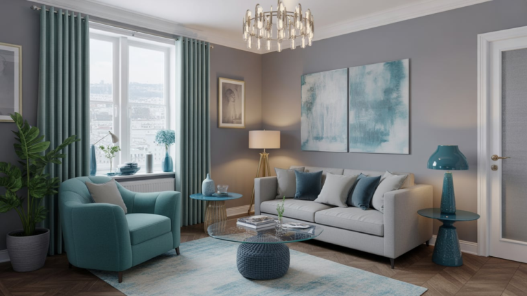 19 Beautiful Teal and Grey Living Room Ideas