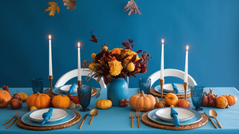 27 Blue Thanksgiving Table Decor Ideas